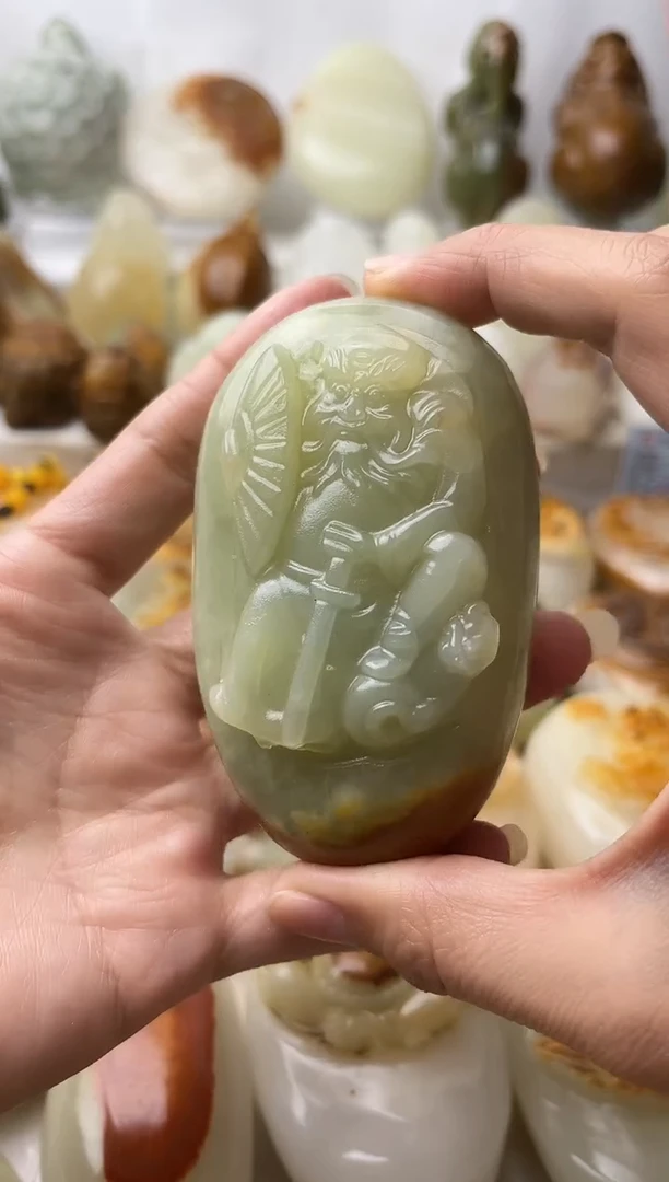 石材古青石棉纹正常不退换钟馗