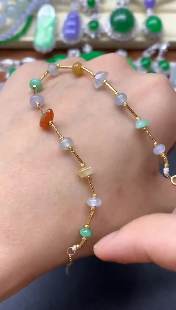 18K金镶嵌手链翡翠450-中国好珍宝