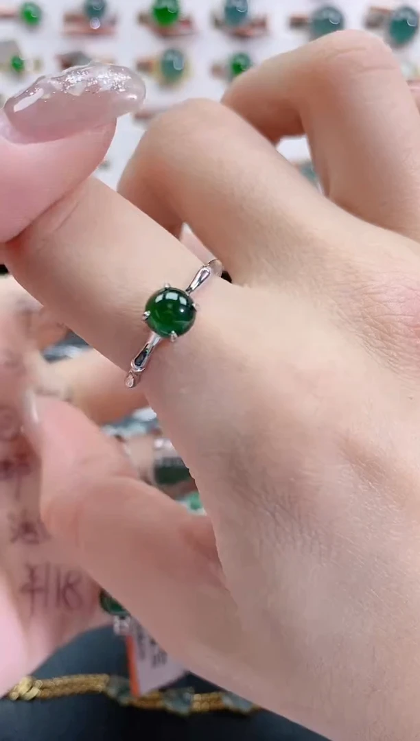 银S925镶嵌戒指翡翠天然翡翠