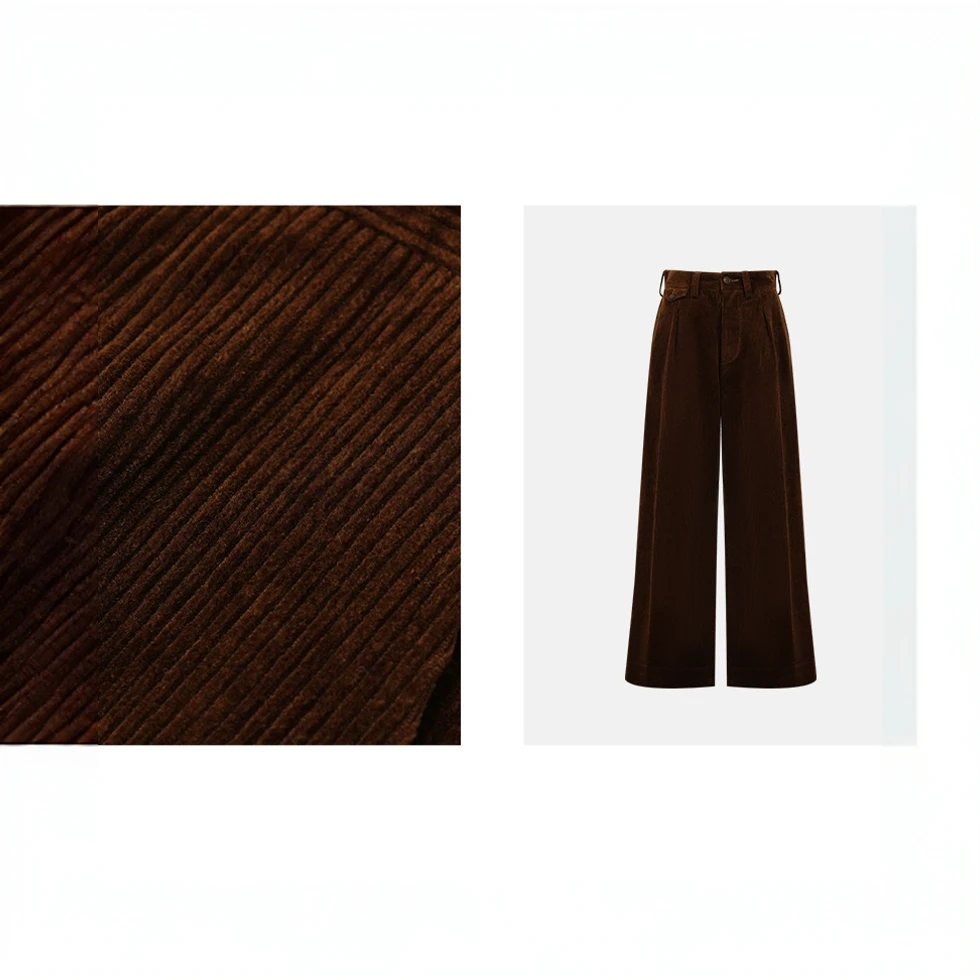 SHIIEELL灯芯绒美拉德休闲裤宽松显瘦中腰阔腿拖地长裤 Z3117