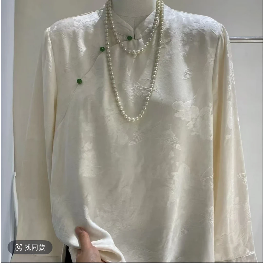 【8649】蝴蝶—高端立领新中式加厚桑蚕丝打底衫