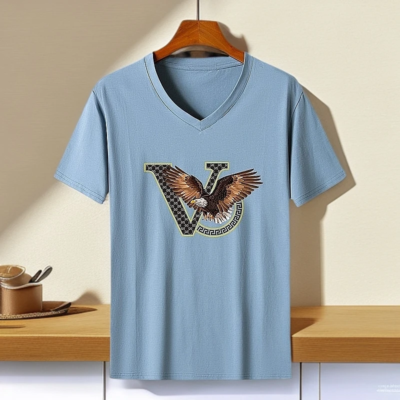 男士加肥加大潮胖子夏季新款肥佬短袖大码男装半袖汗衫V领T恤休闲