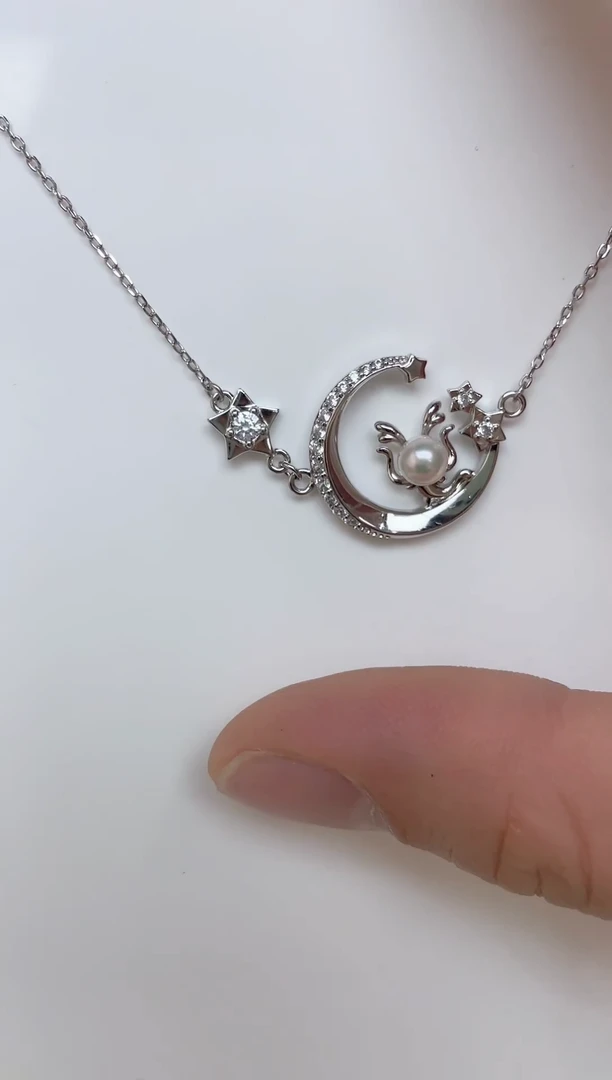 海水珍珠银S925镶嵌套链珍珠项链