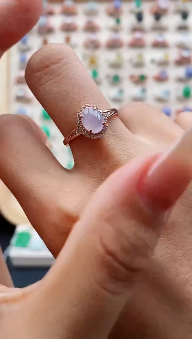 翡翠银S925镶嵌戒指缅甸天然A货翡翠111    3-5