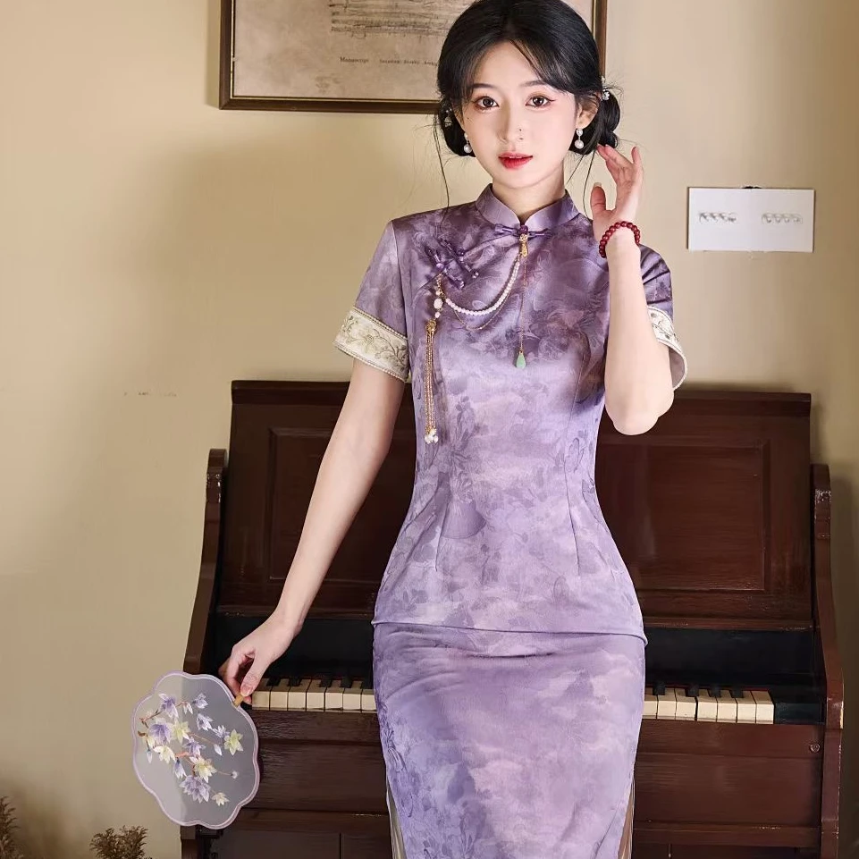 【韶华】中国风改良旗袍夏季日常少女气质修身中长款小个子连衣裙