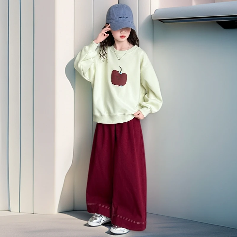 女童春秋款韩版休闲运动卫衣套装2025新款中大童儿童春装阔腿裤潮