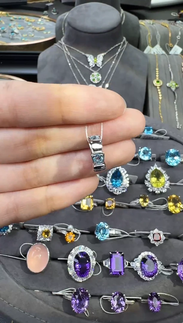 吊坠(不含链)银S925镶嵌托帕石托帕石吊坠