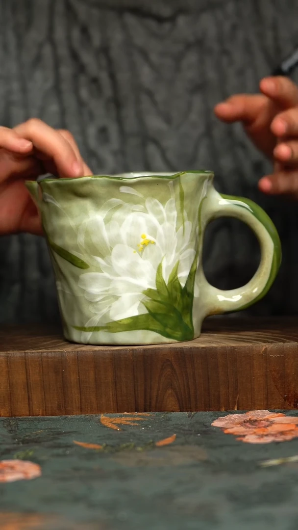 杯釉下彩手工手绘同款陶器