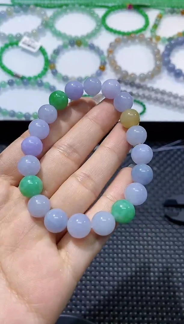 散珠翡翠卡9紫手串