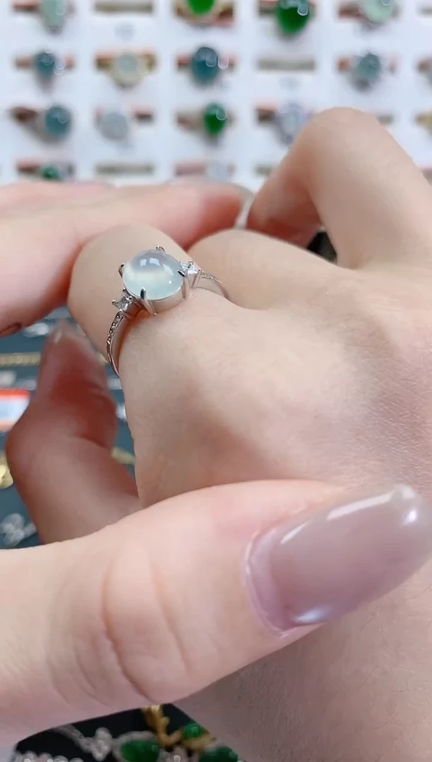 银S925镶嵌戒指翡翠天然翡翠