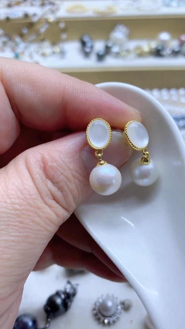 未镶嵌耳饰淡水珍珠9-10