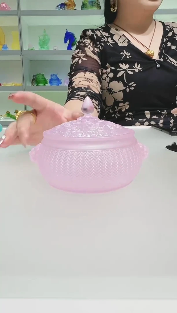 手工艺品琉璃古法琉璃双狮耳炉