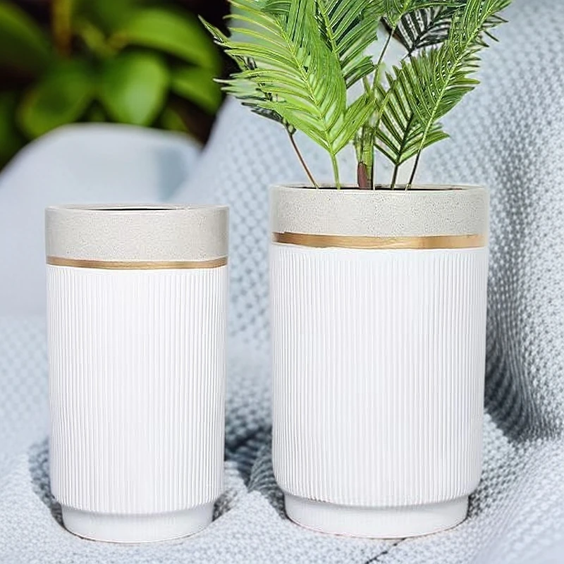 双拼欧式客厅室外门口陶瓷大花盆简约金钱树高直通桶花盆默认微瑕