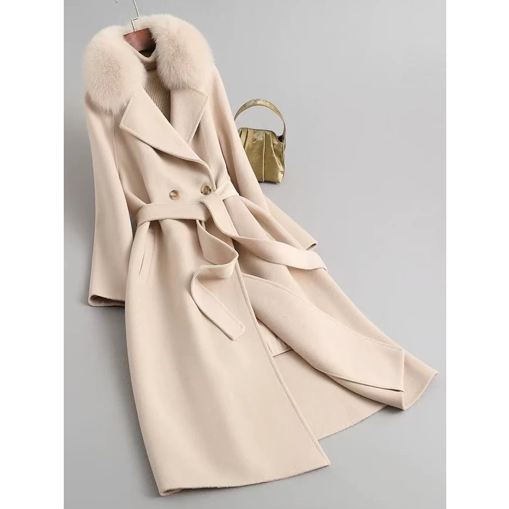 毛呢大衣女2025冬季新款高级感夹棉外套中长款女S811065