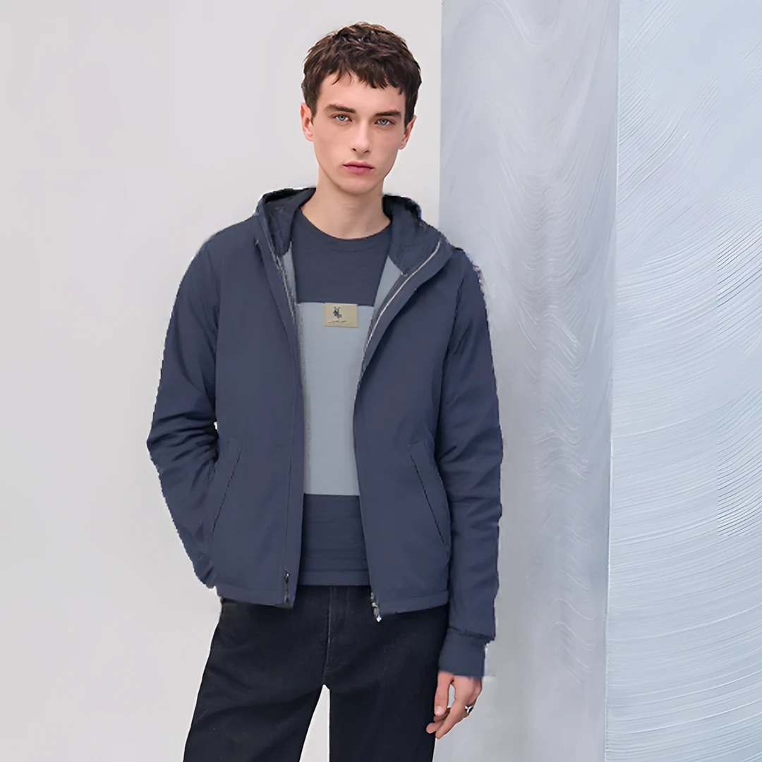 专柜喜拿风衣男正品春季商务休闲立领带帽中长款