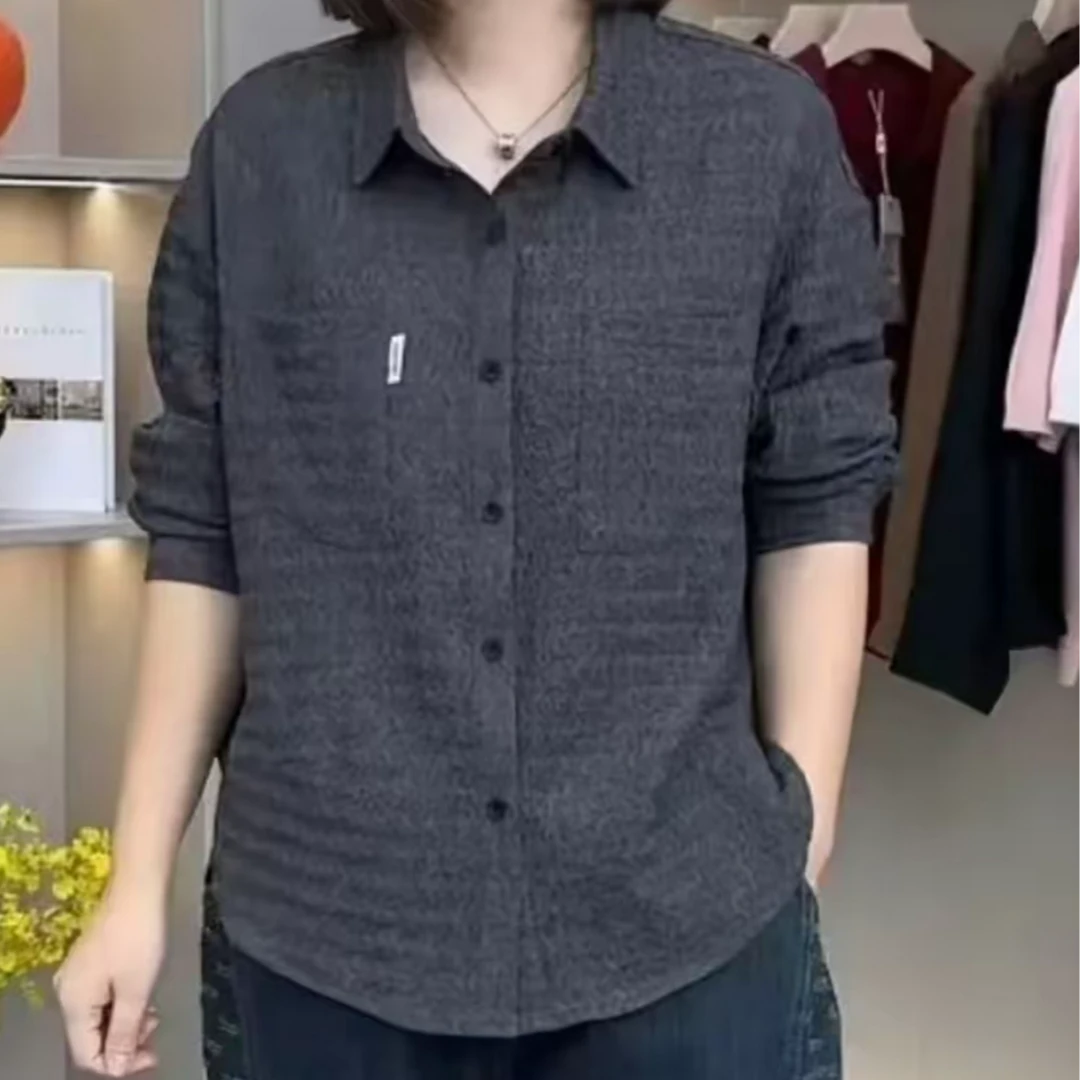 2025女装洋气衬衫显瘦时尚百搭宽松圆领休闲通勤207