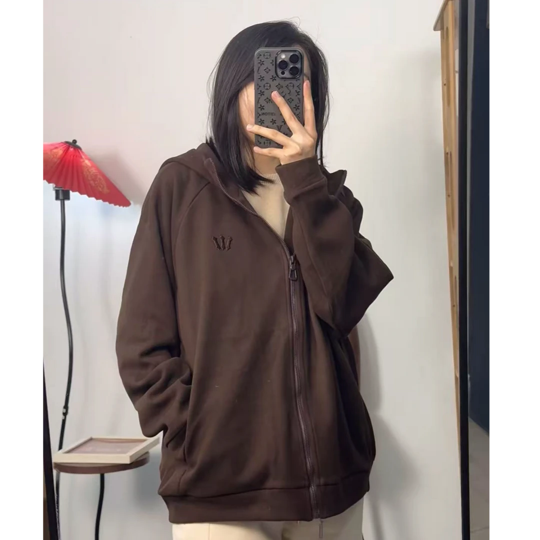 9050-美拉德（鹅绒）黑金防风卫衣（咖色）