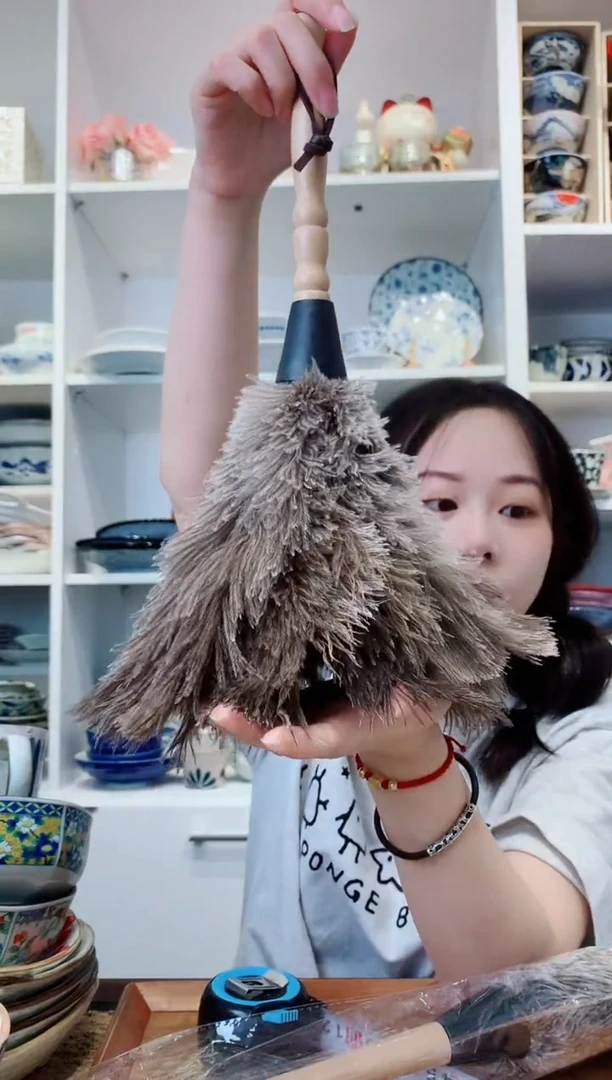 陶瓷日本进口纯驼鸟毛鸡毛掸子