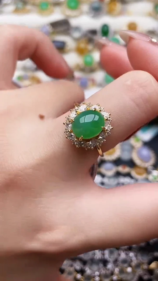 银S925镶嵌戒指翡翠203