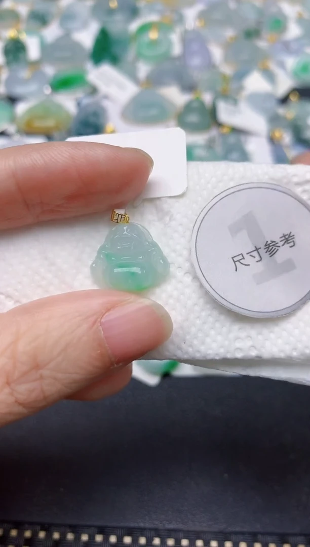 颈饰18K金镶嵌翡翠天然缅甸A货翡翠