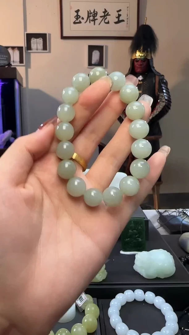 颈饰未镶嵌和田玉且末蓝圆珠手串