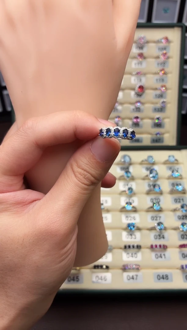 戒指蓝宝石银S925镶嵌0003