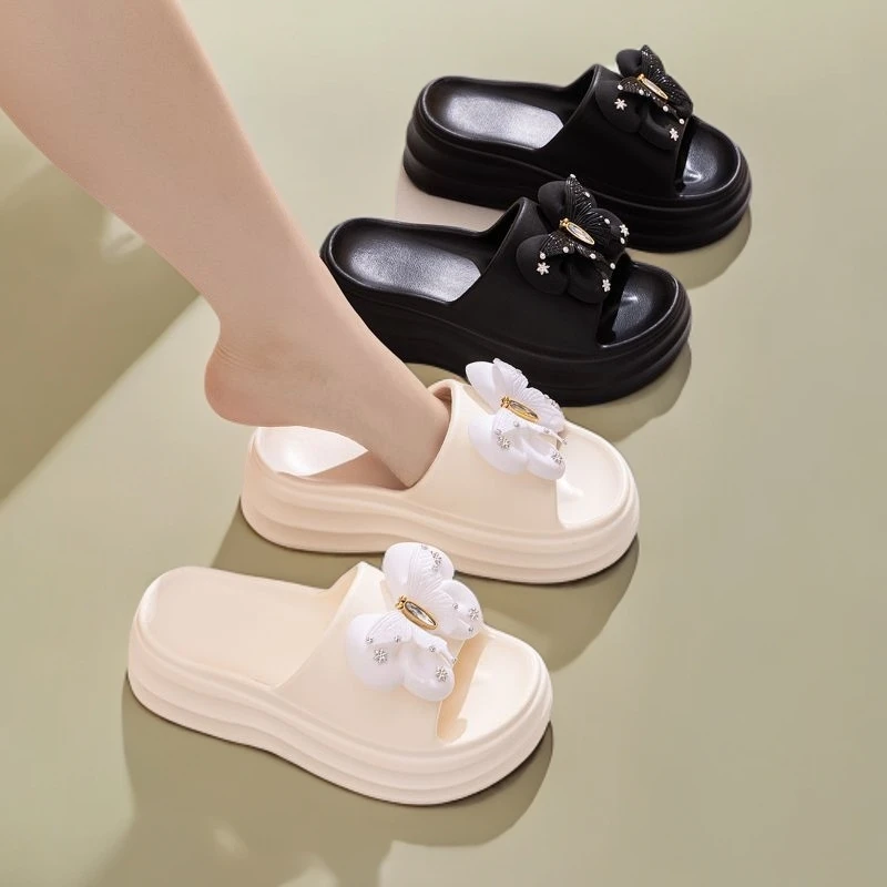 eva凉拖鞋女士女款学生厚底软底增高外穿居家卡通蝴蝶结时尚夏季