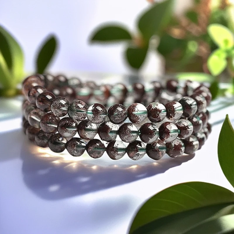 天然正品红景幽灵三圈手链男女聚宝盆红幽灵手链红绿共生幽灵手串