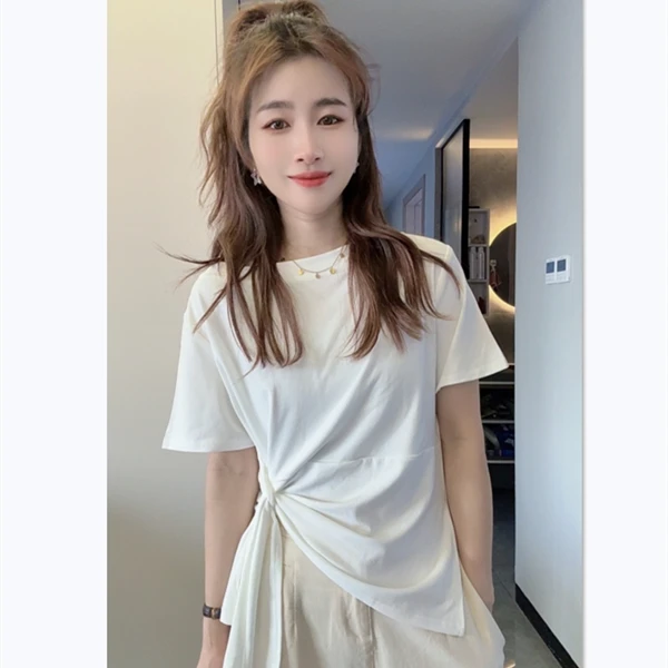 不规则造型感短袖t恤女2025新款爆款夏季设计感小众百搭体恤上衣