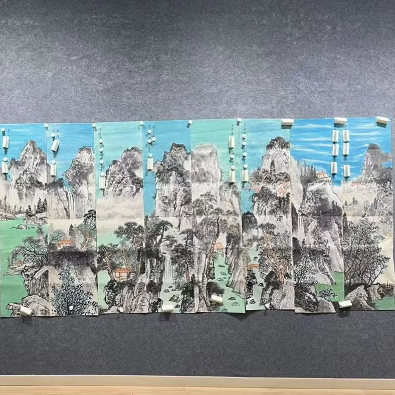 年涛画院 三人 山水八条屏