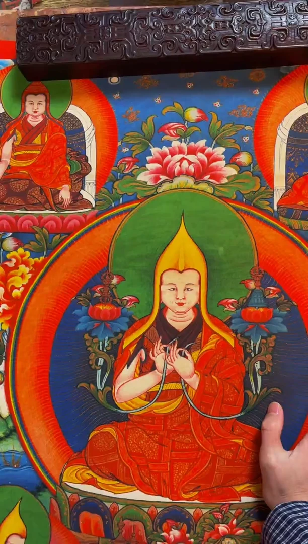 装裱画精品手绘唐卡链接--A061宗喀巴大师