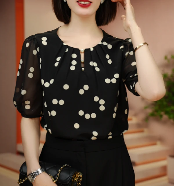 新款上衣小衫透气双层高级百搭套头洋