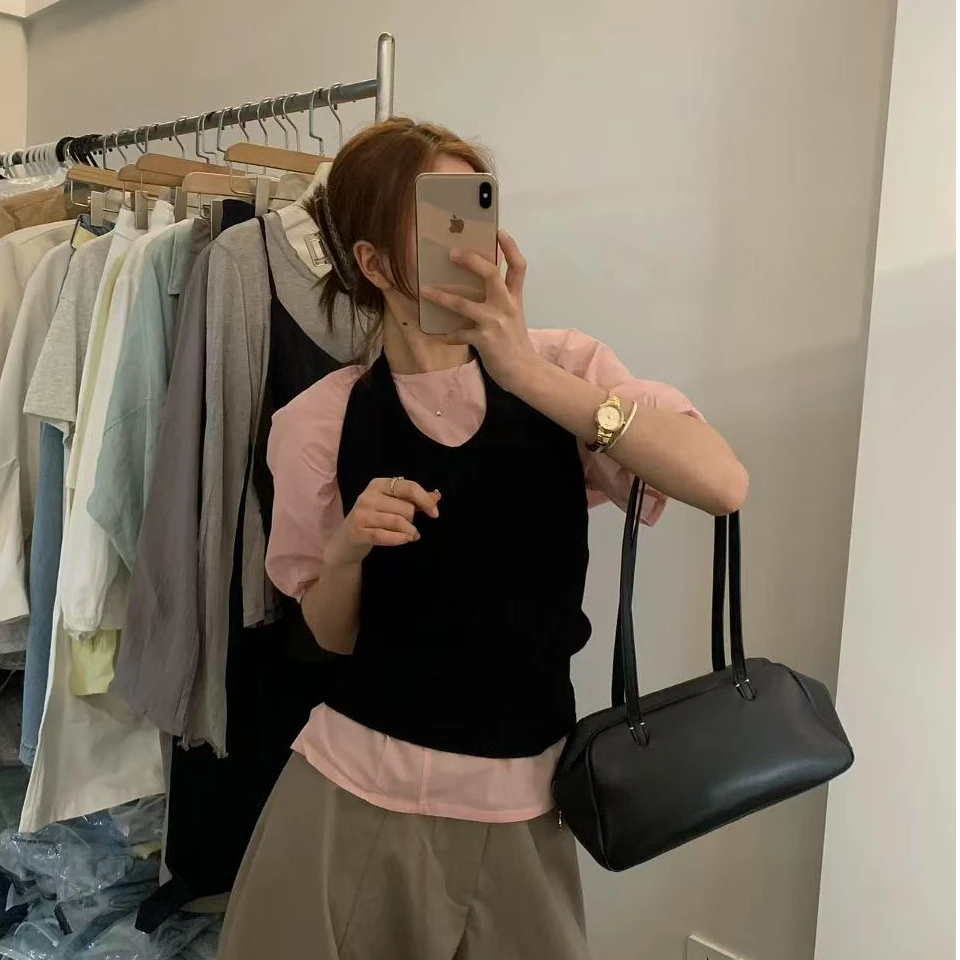 清仓福利！！【XIACC】 2025新款挂脖针织吊带+小衫大版短袖时尚