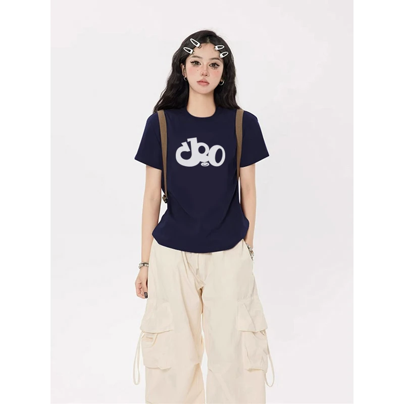 FALLME短袖春夏季新款穿搭时尚感正肩印花字母百搭圆领女t恤上衣