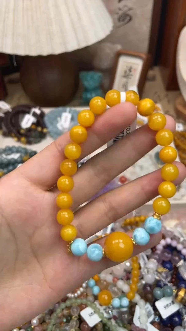 银S925镶嵌蜜蜡手链276