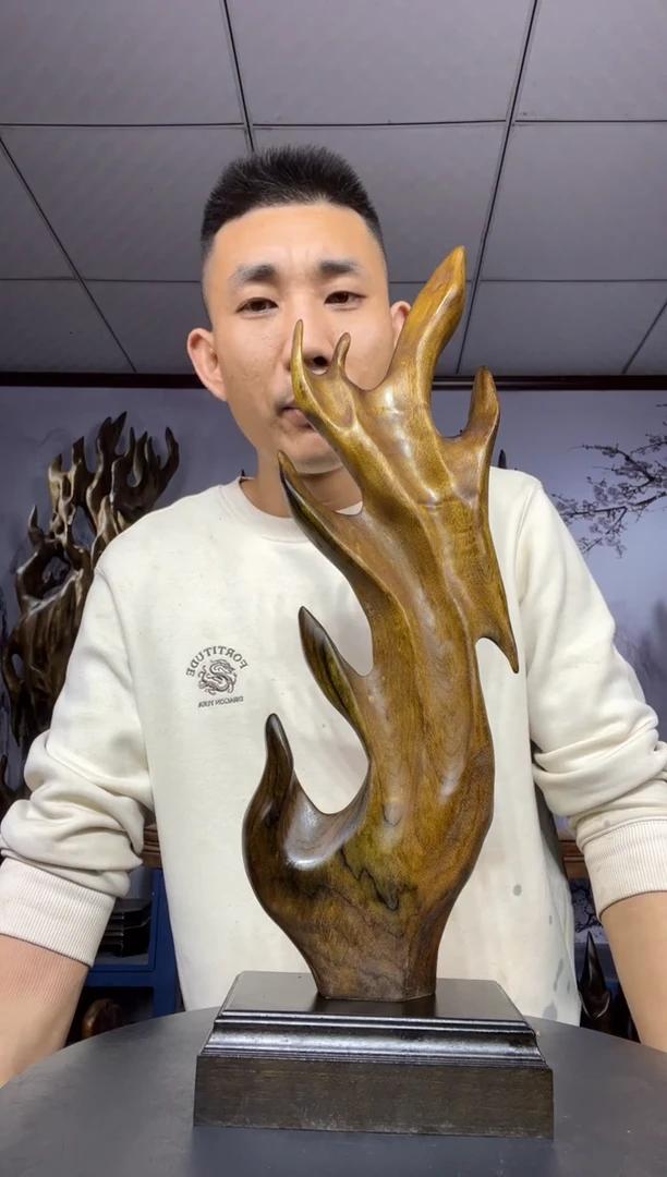 金丝楠木雕款开**格金丝楠木工艺品摆件