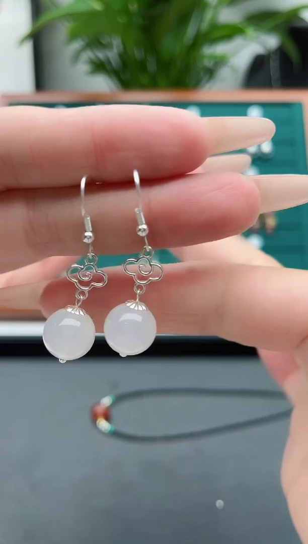 【闪购商品】玛瑙/玉髓耳饰银S925镶嵌630