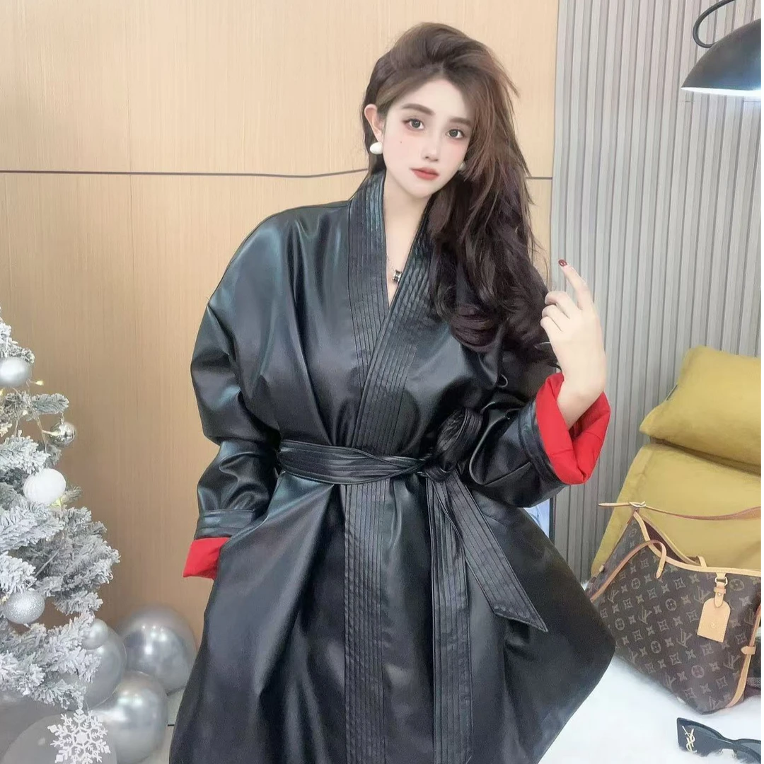 【蒂芬妮月月推荐28219】春季新款中长款长袖插肩袖宽松收腰女装