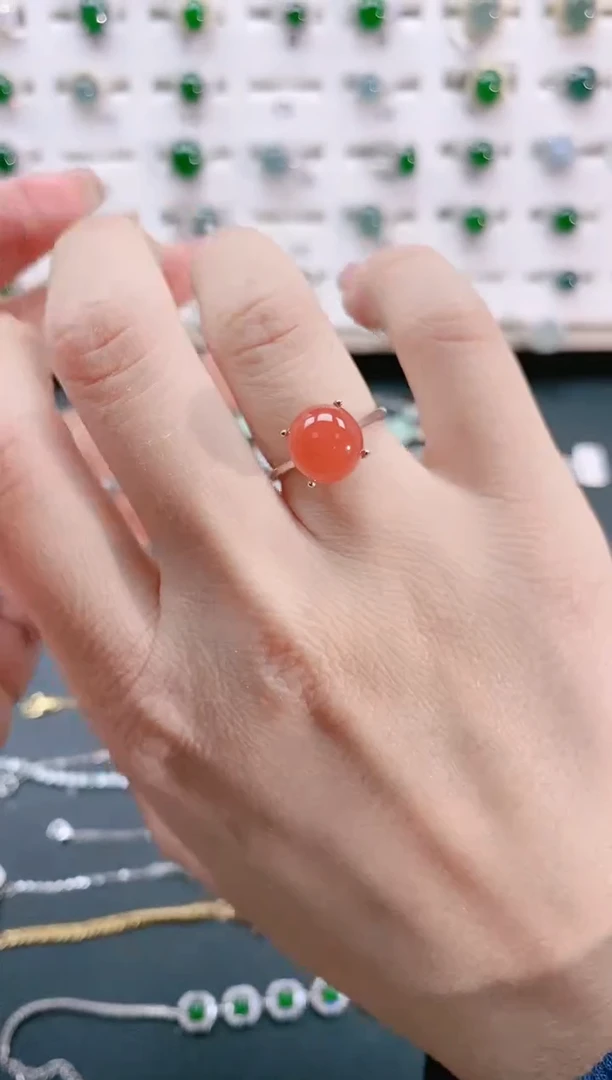 【闪购商品】南红玛瑙戒指银S925镶嵌天然南红