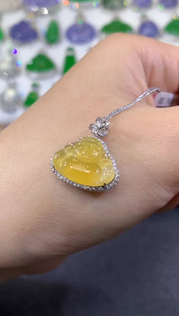 吊坠(不含链)18K金镶嵌翡翠A48