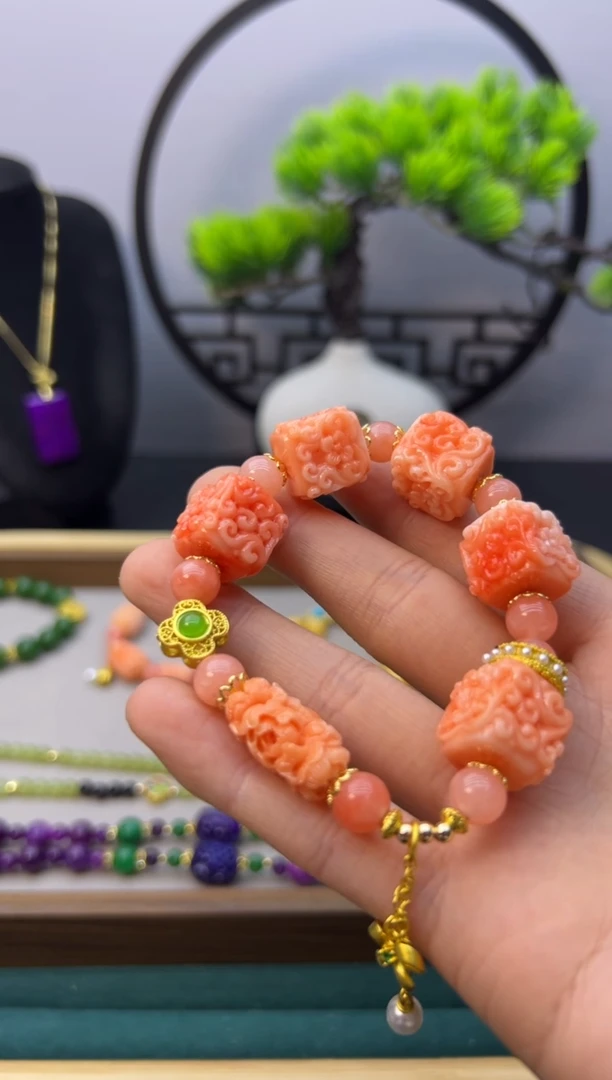 【闪购商品】玛瑙/玉髓手链14K金镶嵌S44