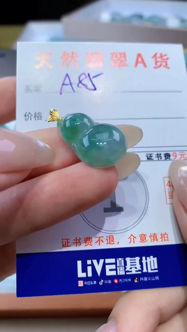 颈饰18K金镶嵌翡翠天然翡翠A货挂件