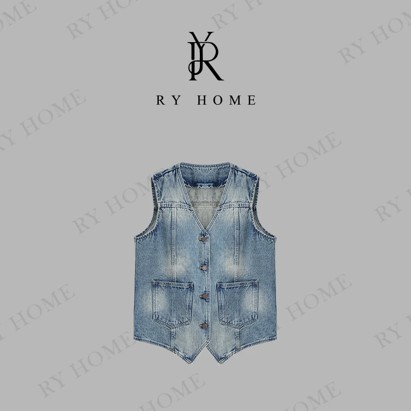 【容雨RYHOME】春季新款水洗休闲牛仔马甲251MJ1480