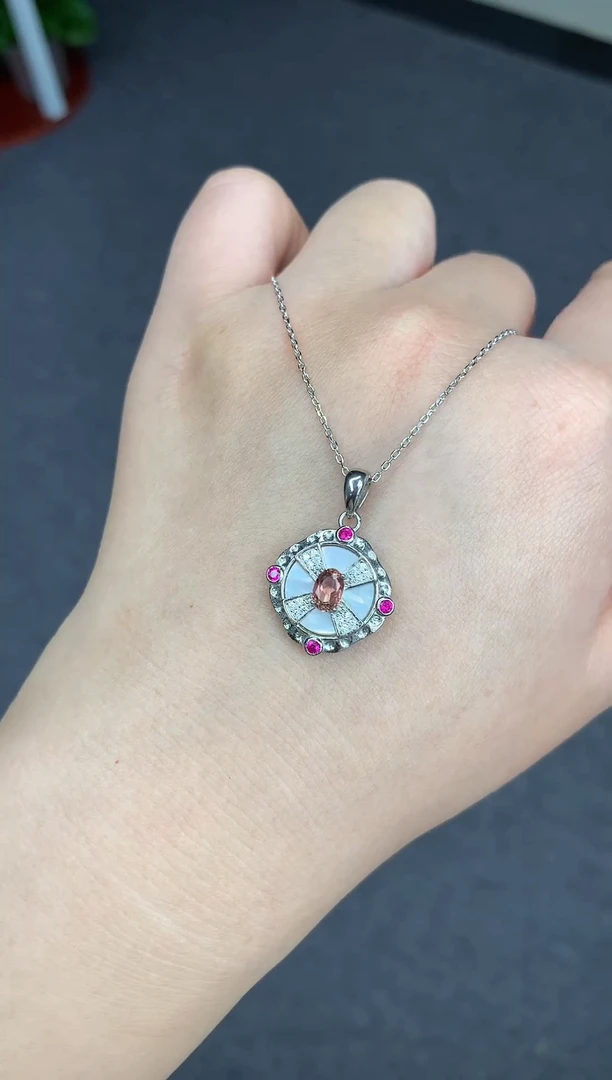 【闪购商品】碧玺项链银S925镶嵌57分