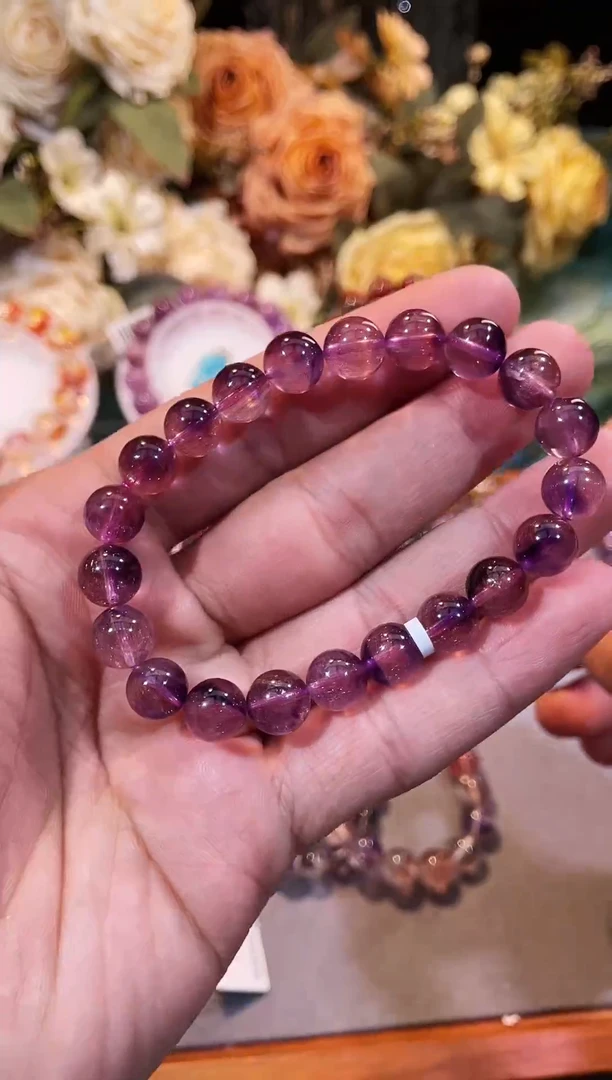 未镶嵌手链水晶仙女粉紫超七8m+