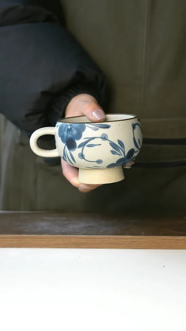 【闪购商品】陶瓷手绘七里香高足蛋杯210ml@4-2@