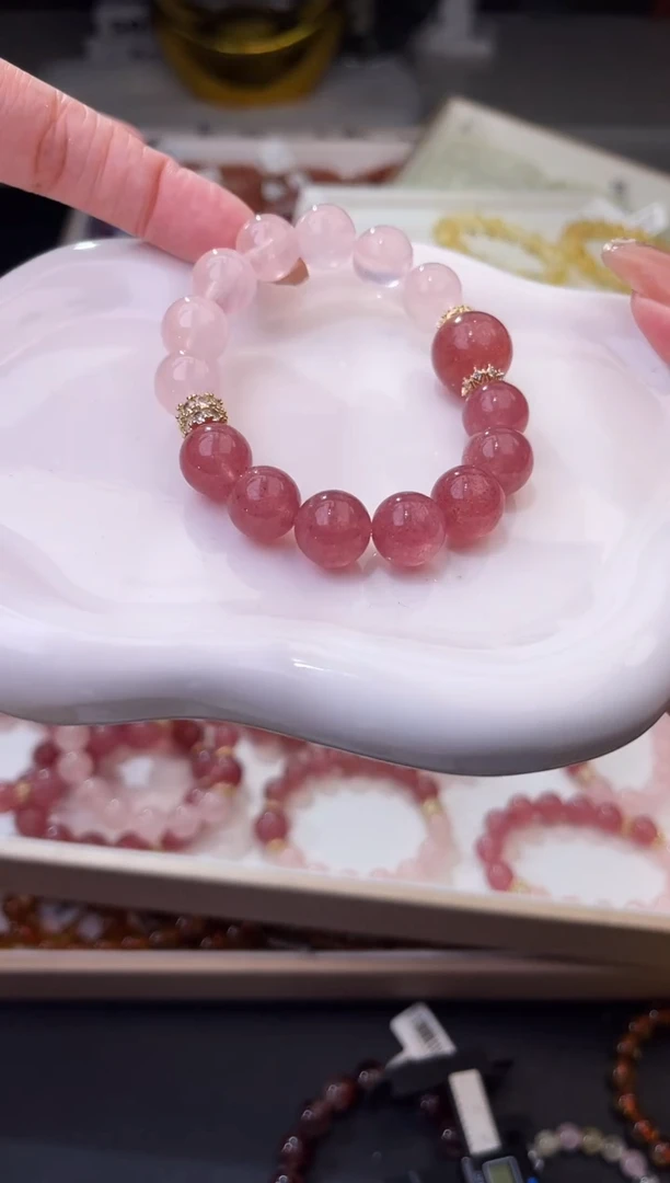 【闪购商品】水晶/未镶嵌K11草莓晶diy粉晶手串