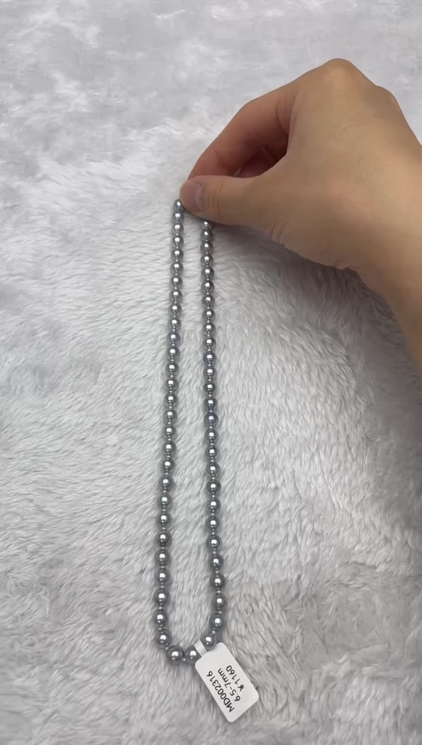 项链银S925镶嵌海水珍珠AK真多麻6.5-7mm