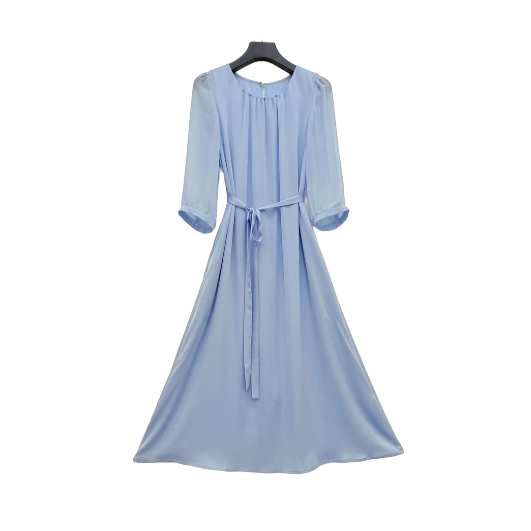 夏季新款轻奢优雅重磅桑蚕丝连衣裙 5051L693X