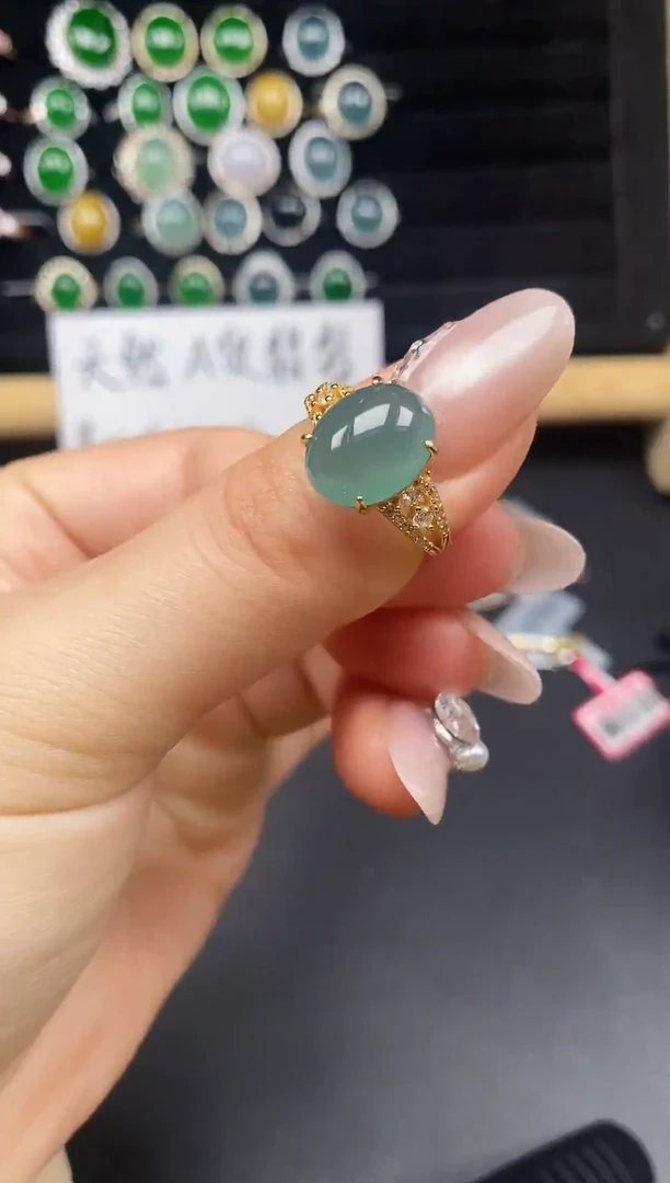 银S925镶嵌戒指翡翠54678